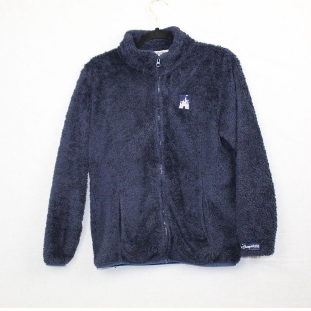 Disney Parks Navy Sherpa Castle Full Zip Jacket Walt Disney World Size XS